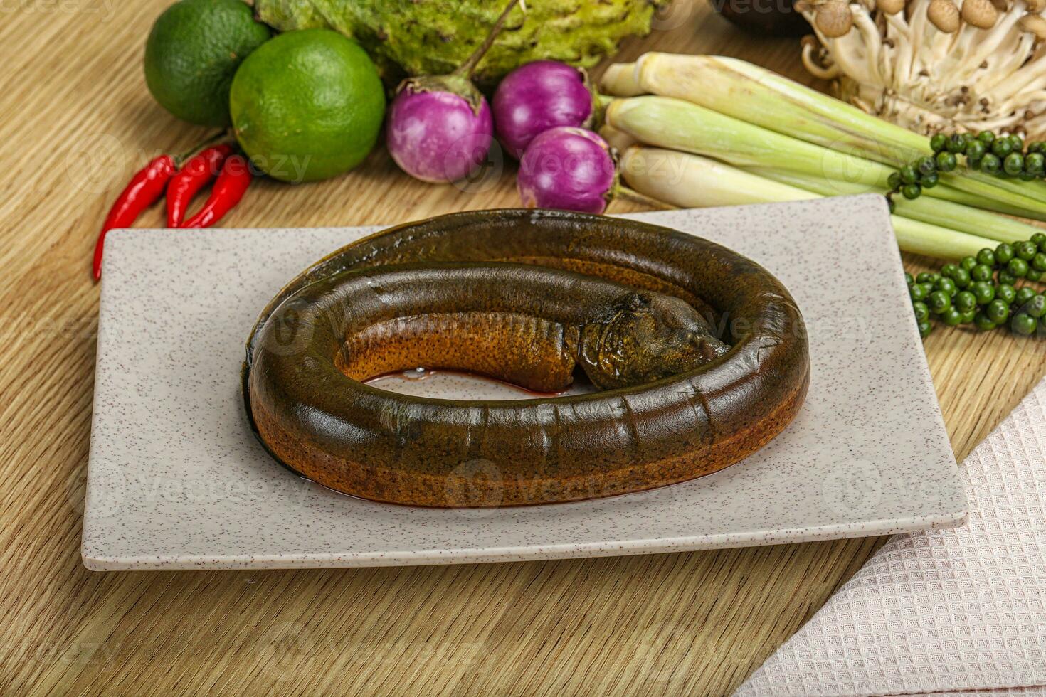 Fresh raw uncooked eel for grill photo