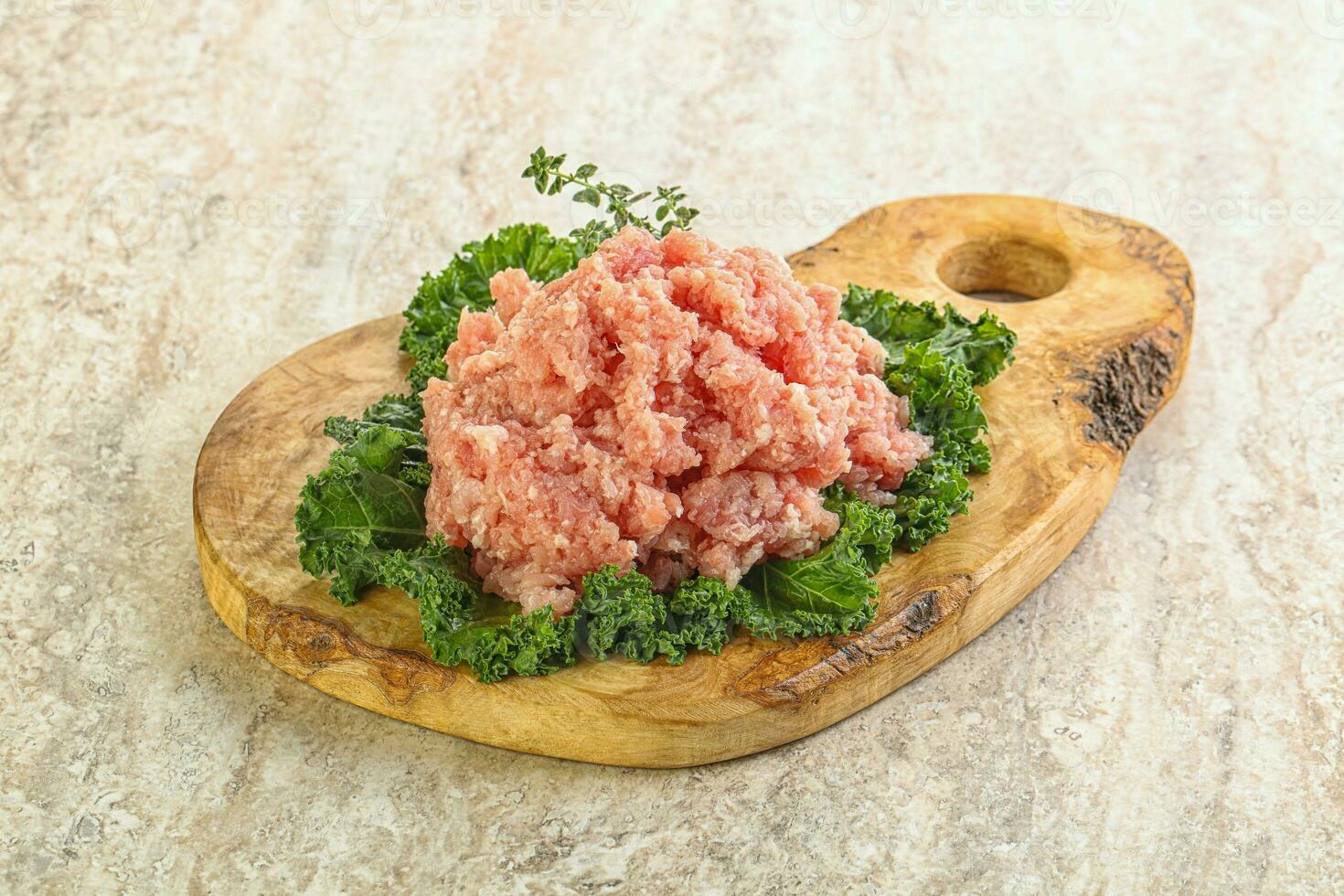 Raw pork minced meat for cooking photo