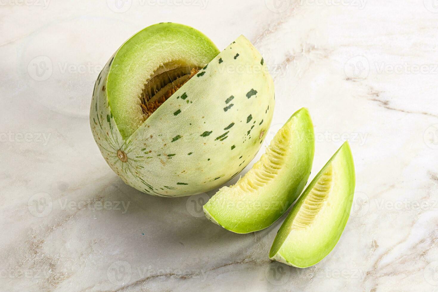 Ripe sweet and juicy dalmatian melon photo