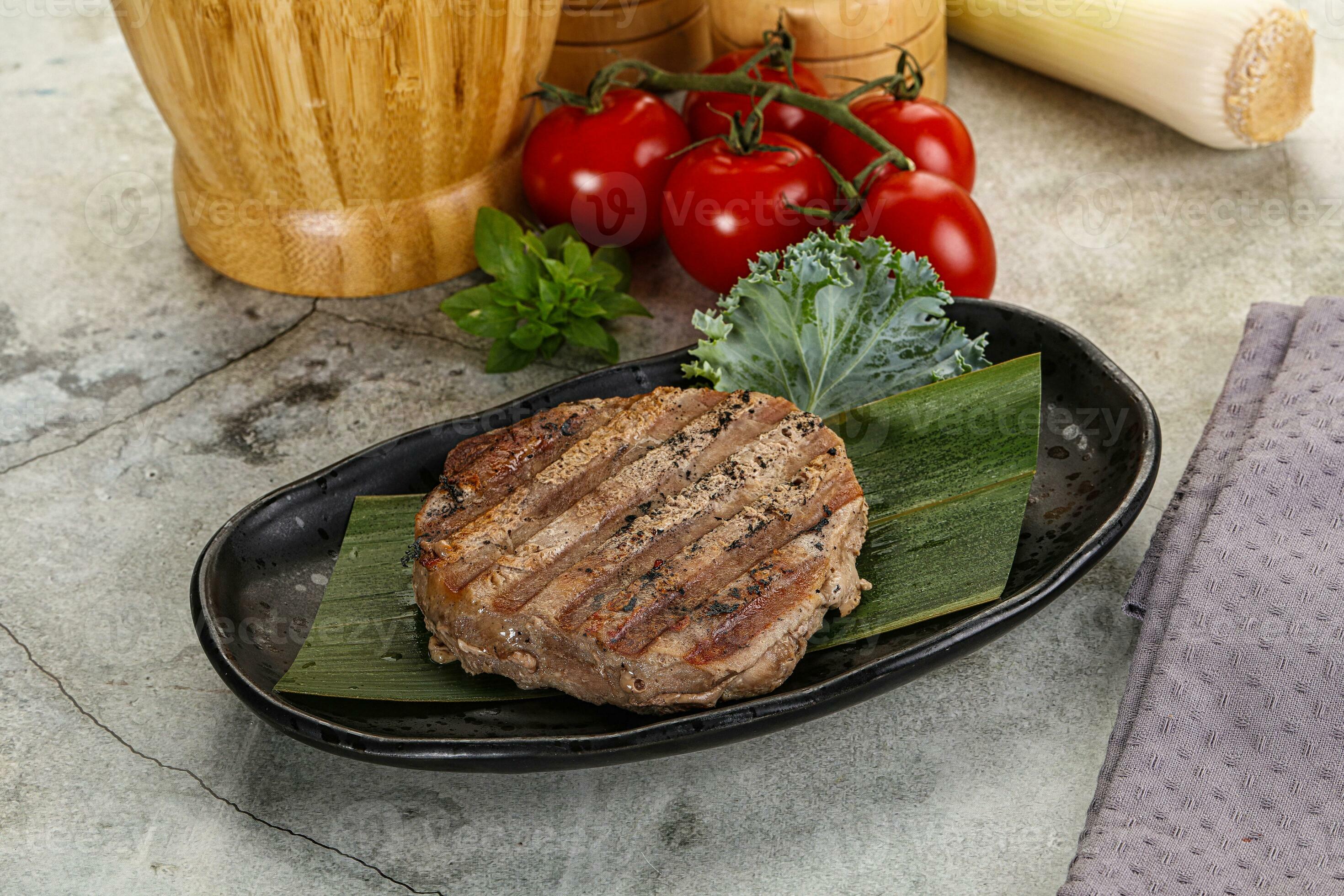 Grilled tuna medallion in the plate 36238167 Stock Photo at Vecteezy
