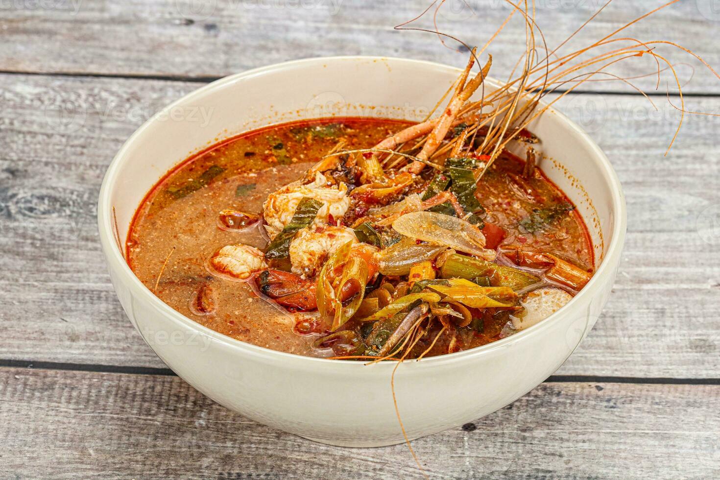 Thai traditional cuisine - Tom Yum soup photo