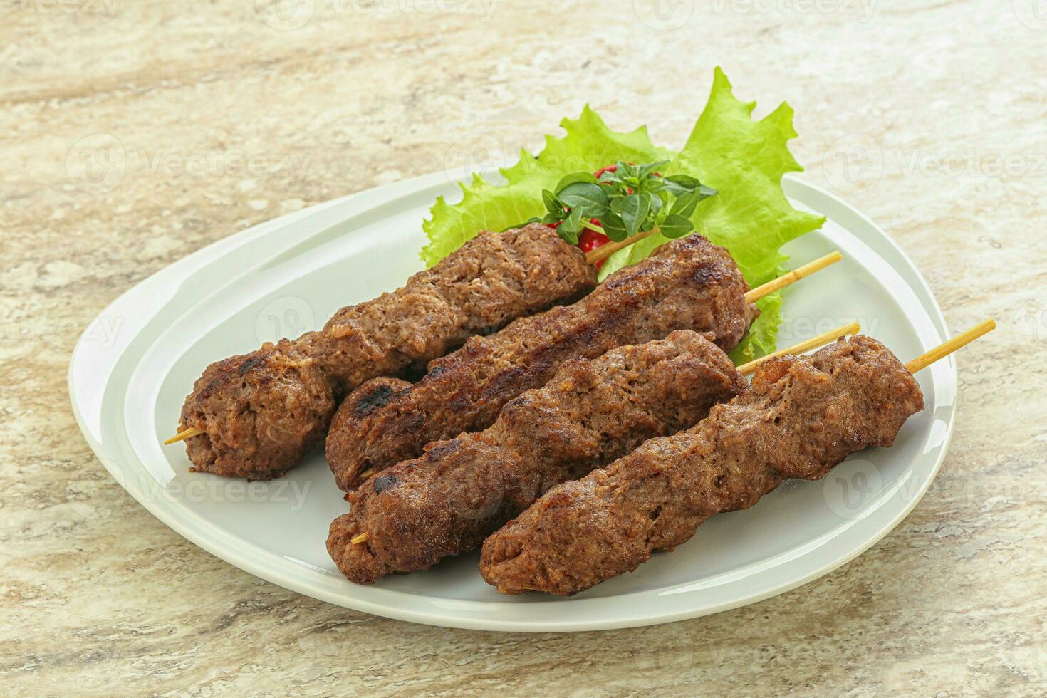 Beef kebab skewer minced meat photo