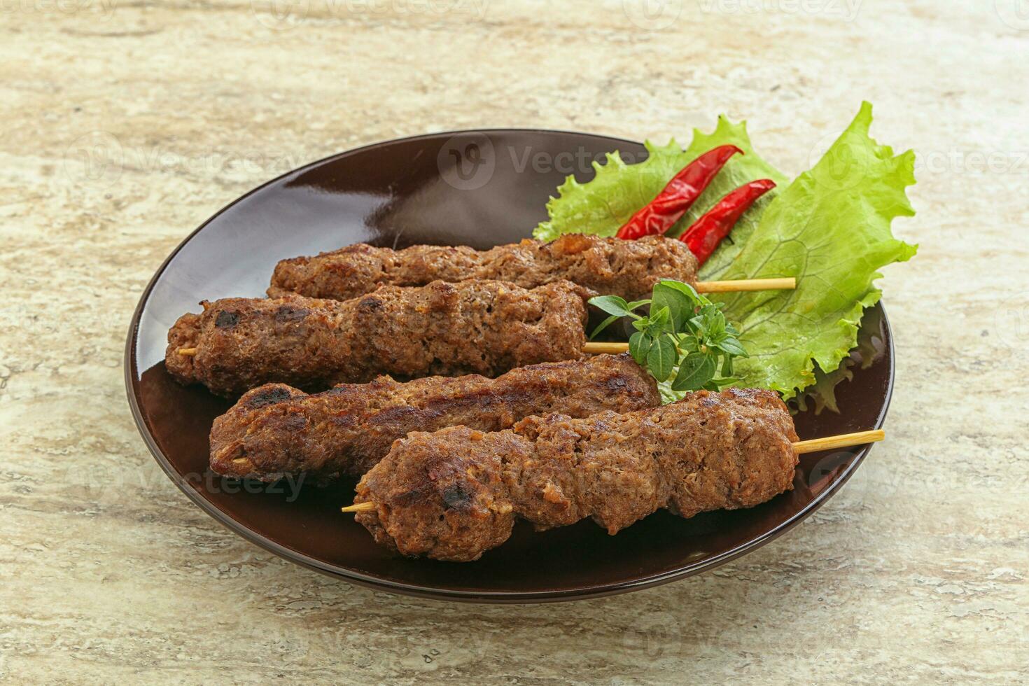 Beef kebab skewer minced meat photo