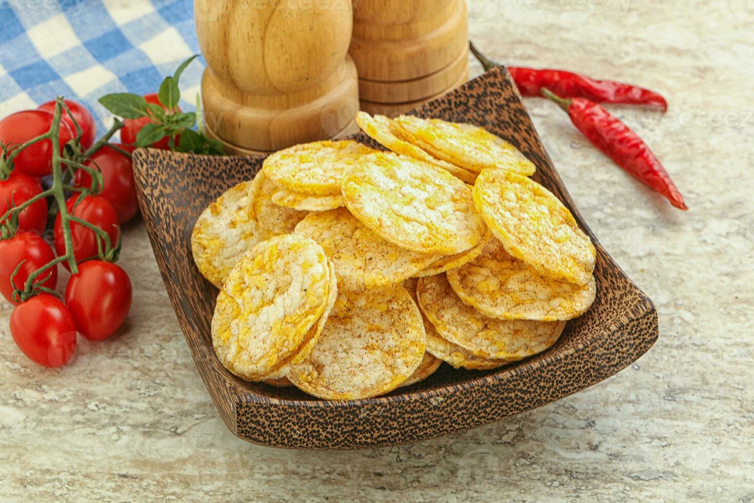 Natural organic grain rice chips photo