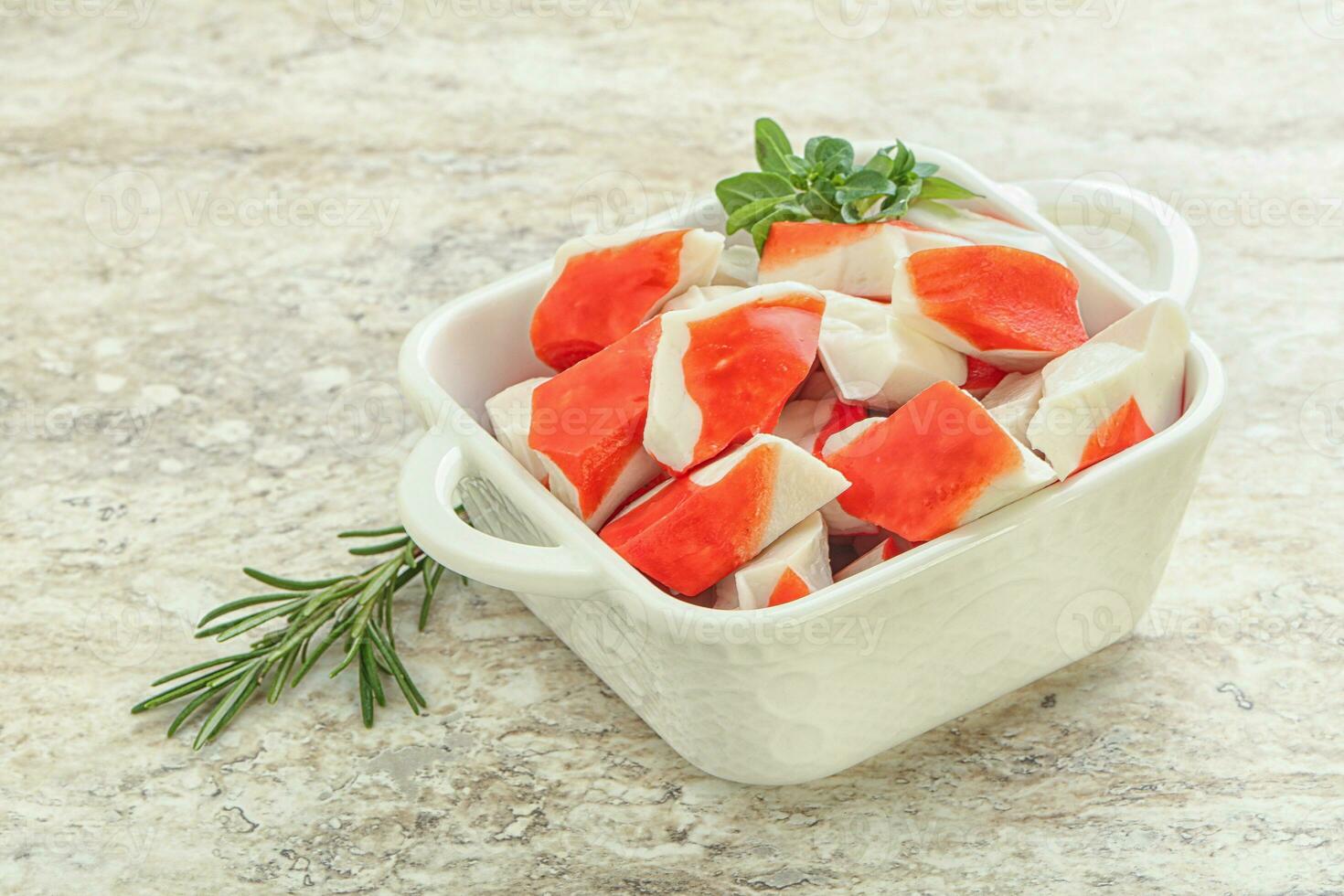 Crab meat surimi in the bowl photo