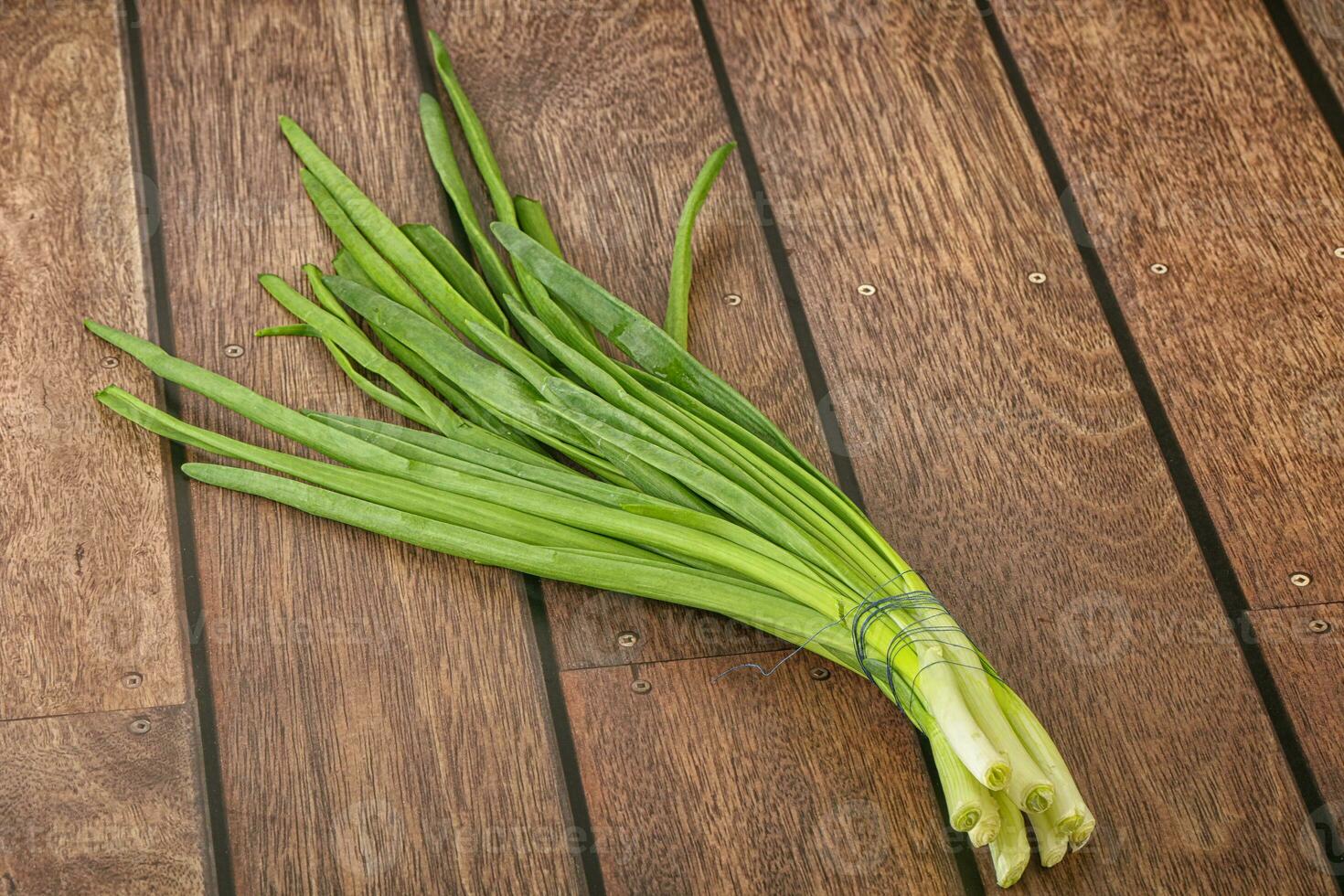 Raw young green onion heap photo
