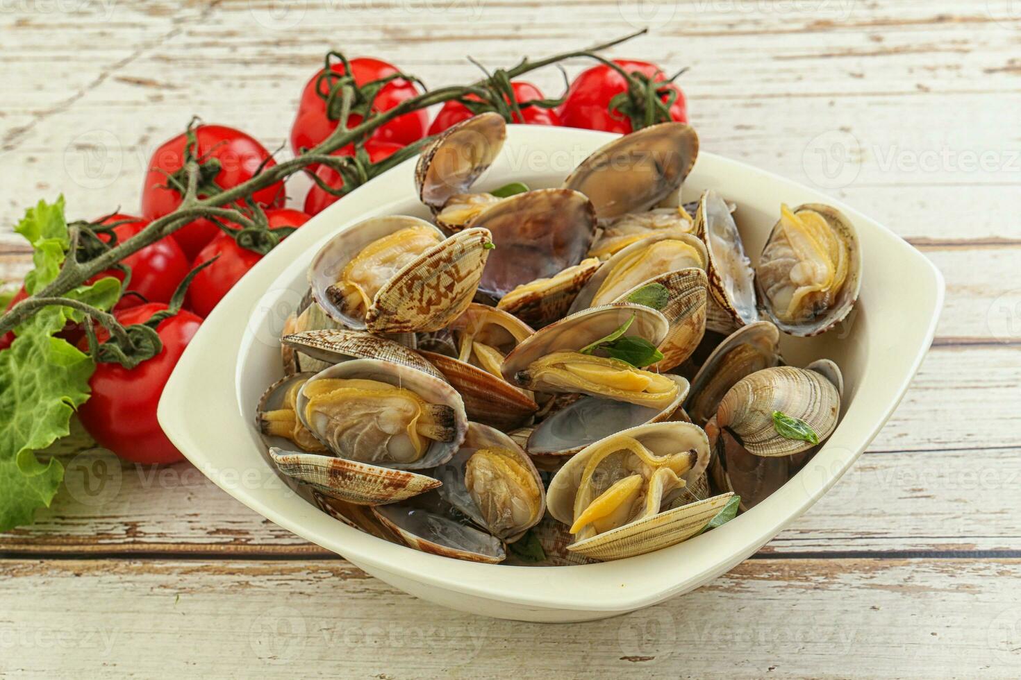 Vongole shellfish mollusc clem with butter photo