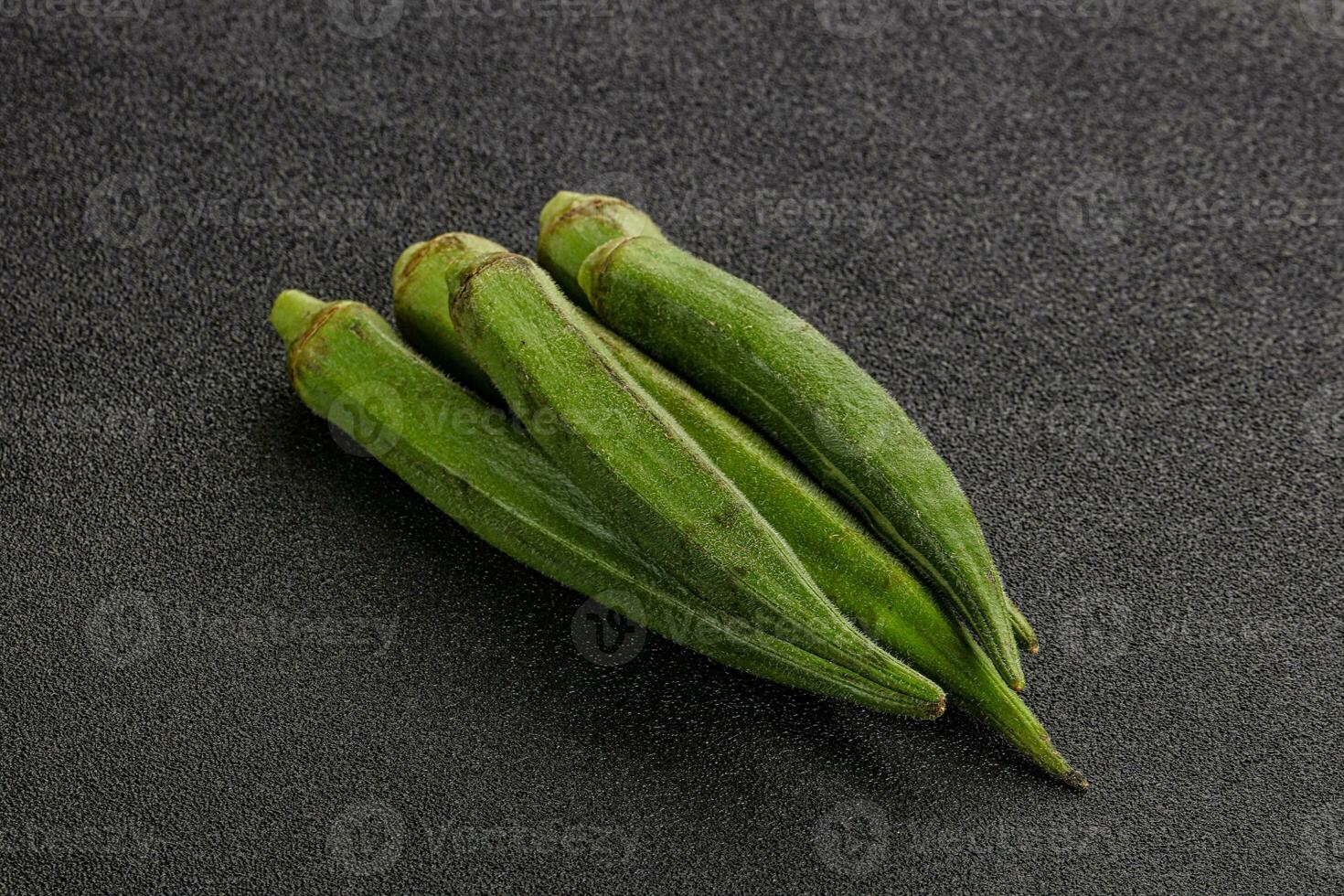 Natural organic raw green okra photo