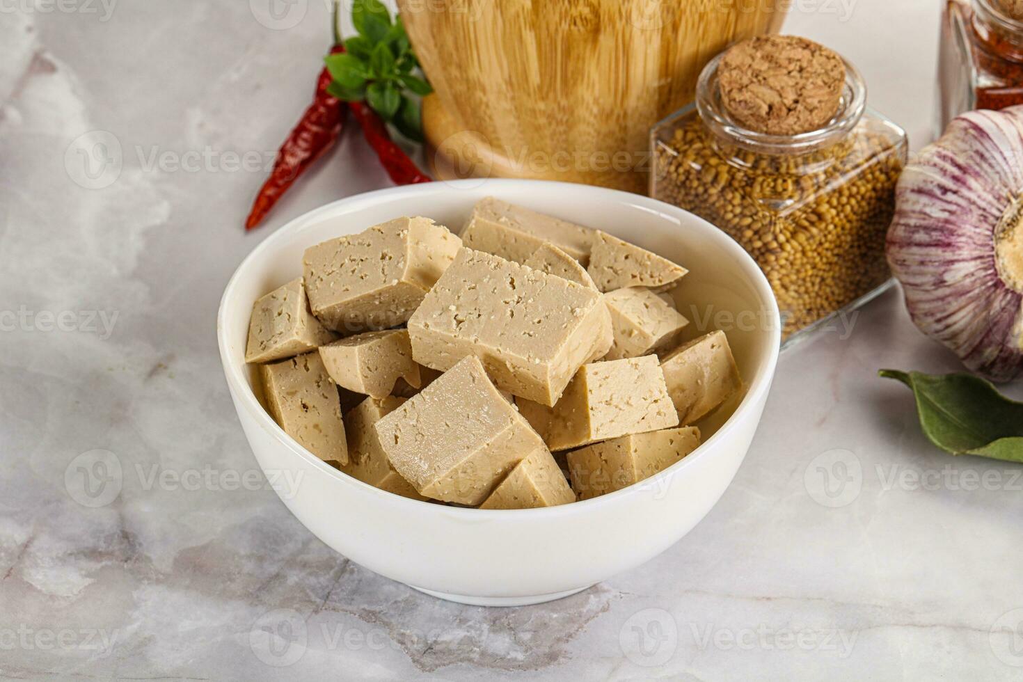 Vegan cuisine - organic tofu cheese photo