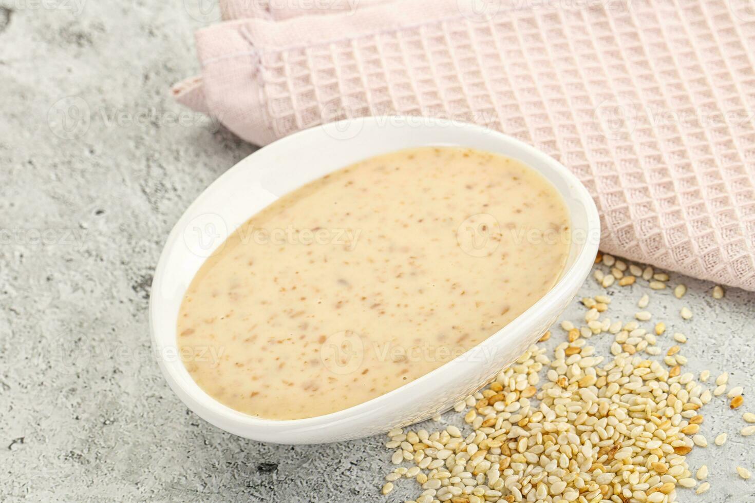 Sesame sauce in the bowl photo