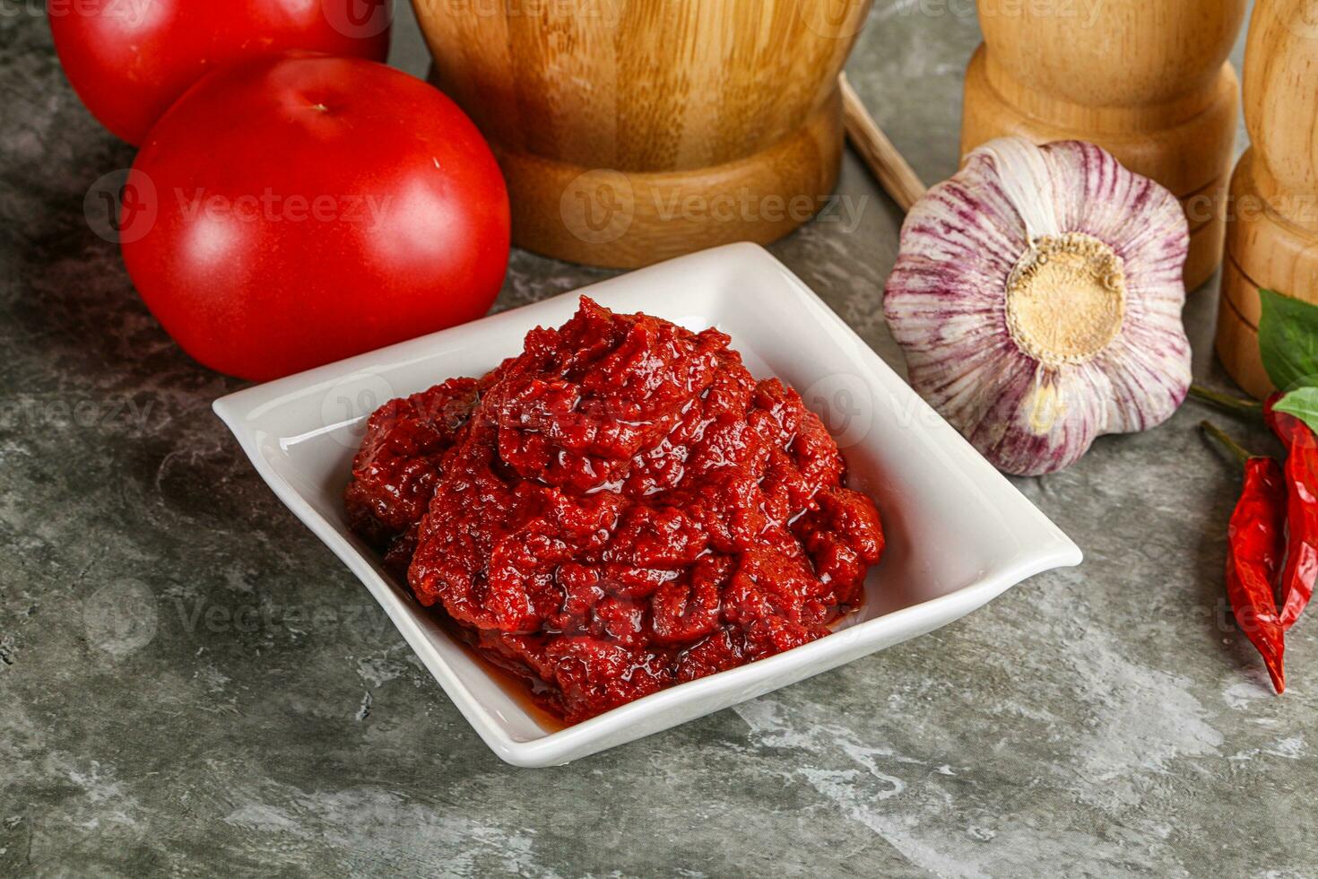Natural organic red tomato paste photo