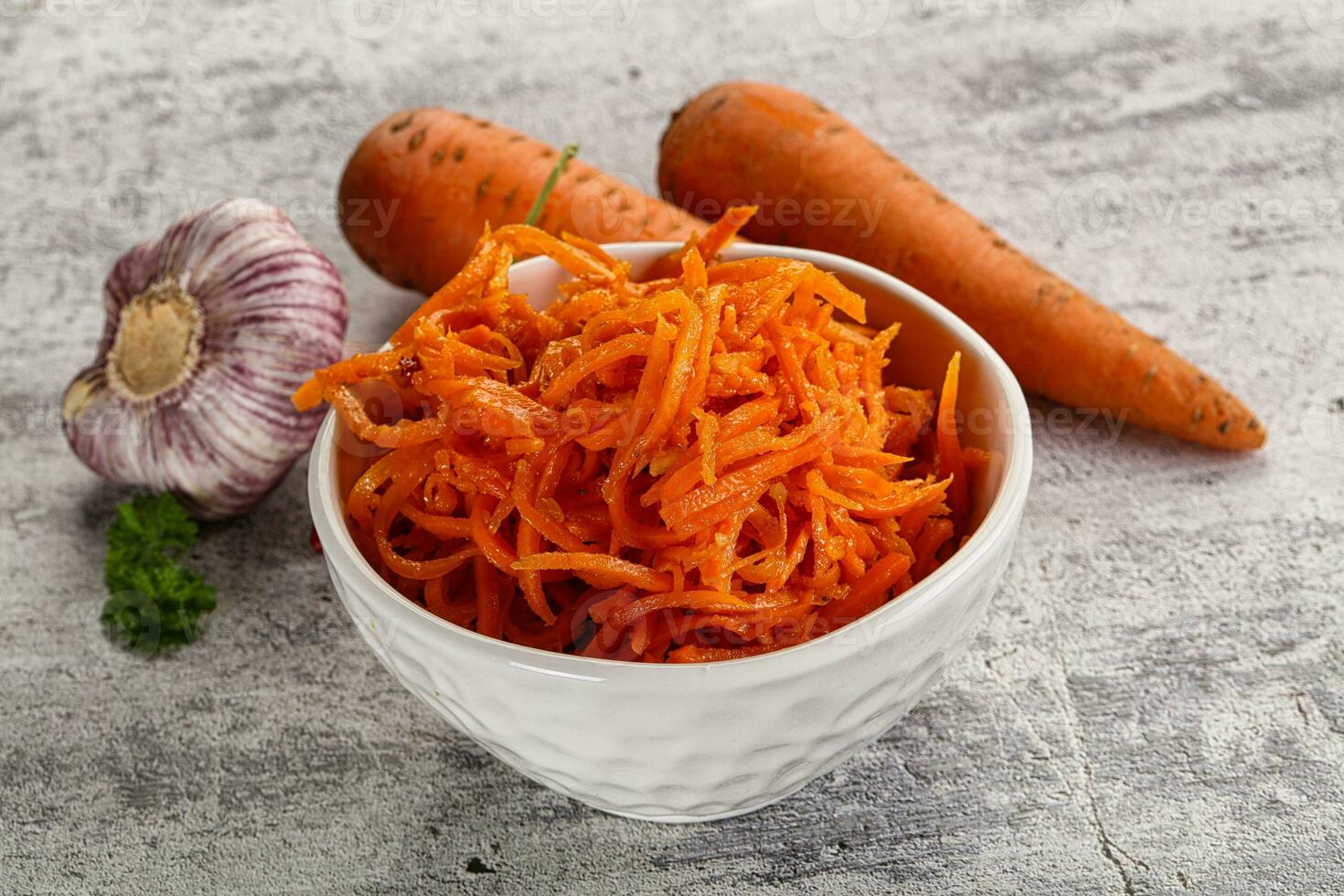 Korean carrot salad in the bowl photo