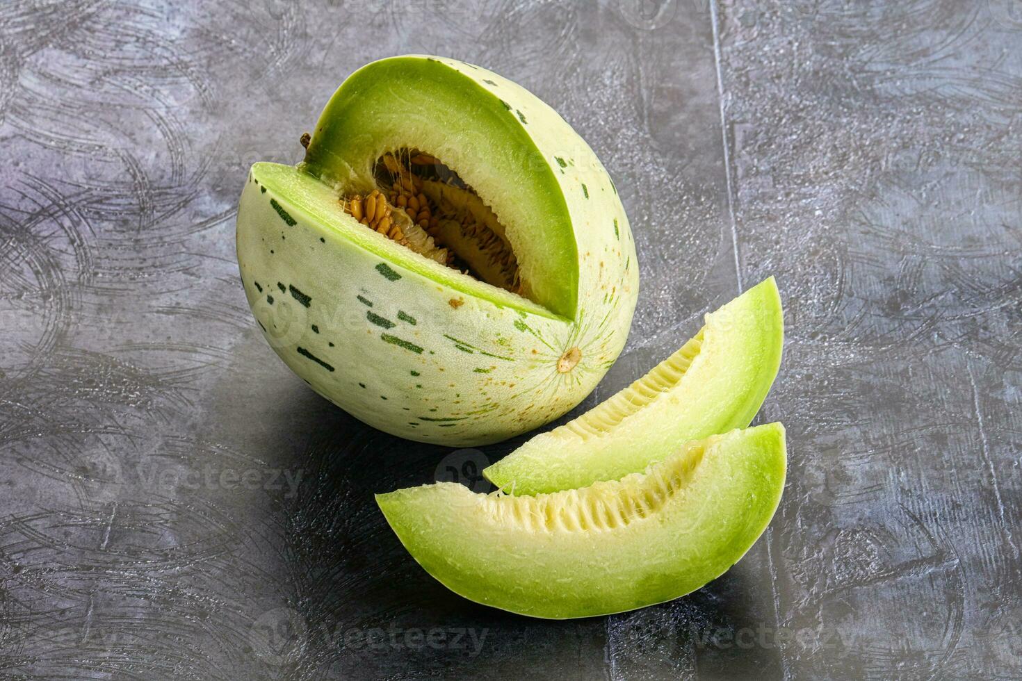 Ripe sweet and juicy dalmatian melon photo