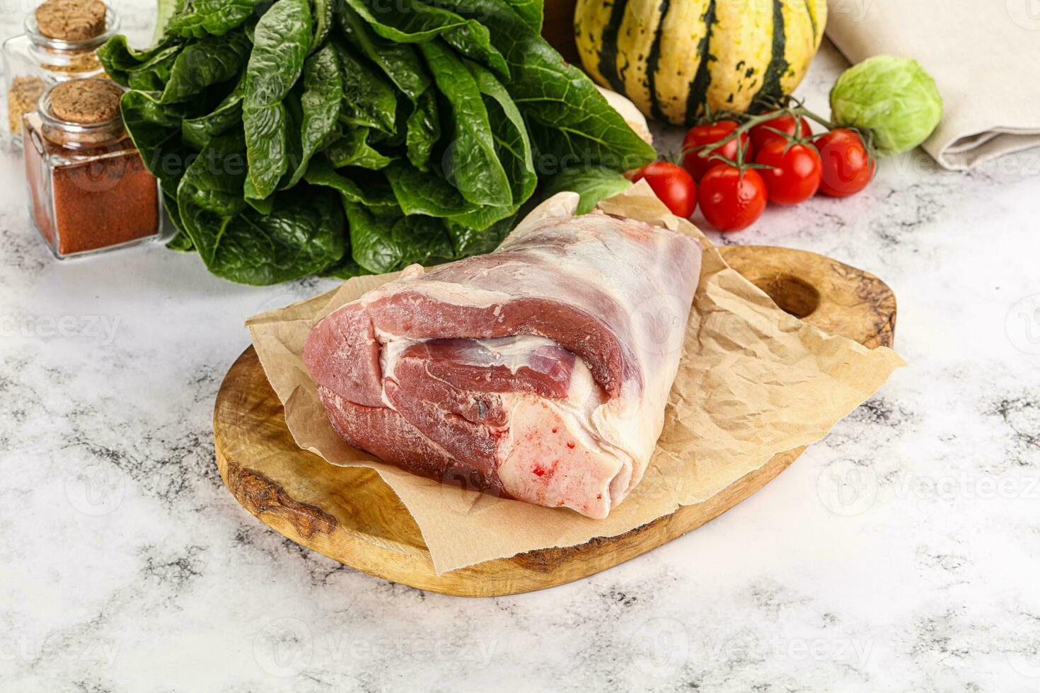 Raw lamb shank for cooking photo