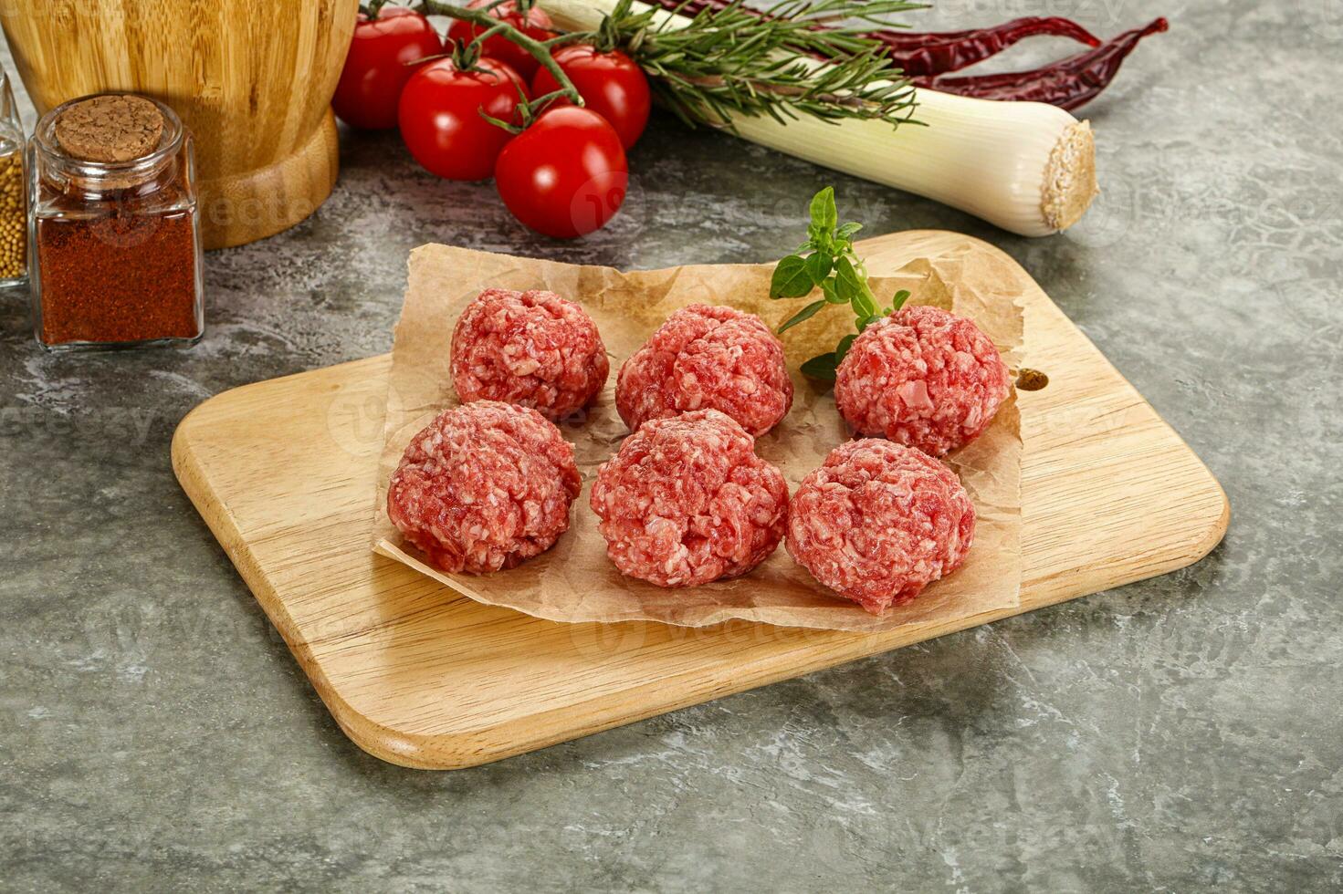 Raw beef meatball minced meat photo