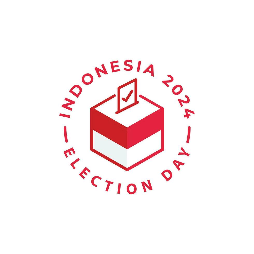 Indonesia 2024 election day pemilu, voting. Vector icon label template