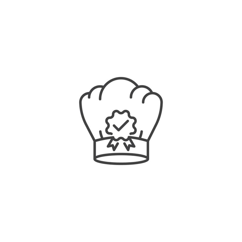 Verified chef, medal check chef hat. Vector logo icon label template