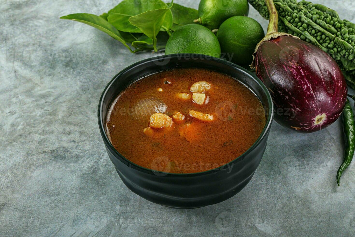 Spicy and Sour Soup with Prawns photo