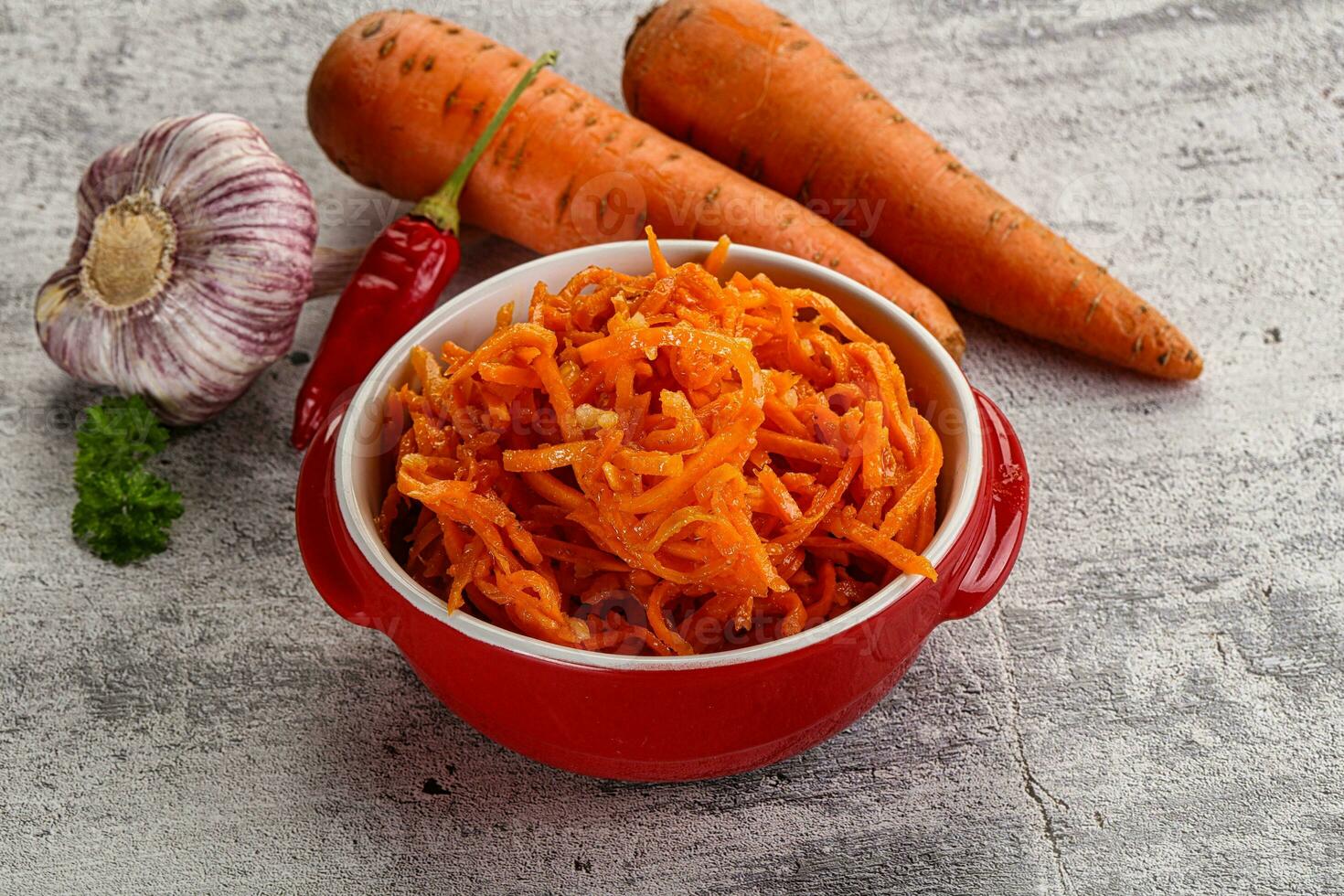 Korean carrot salad in the bowl photo