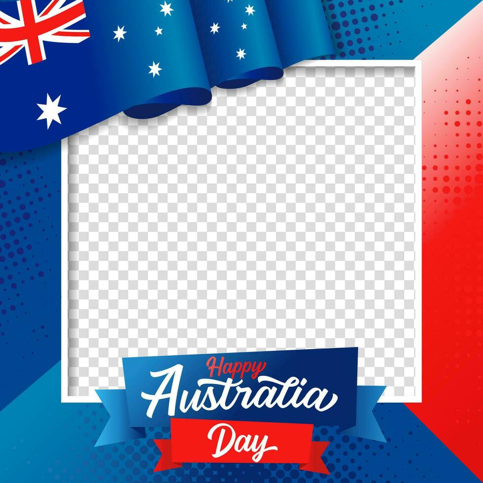 Happy Australia Day picture frame. Epmty blank. Postcard template. 3D elements. vector