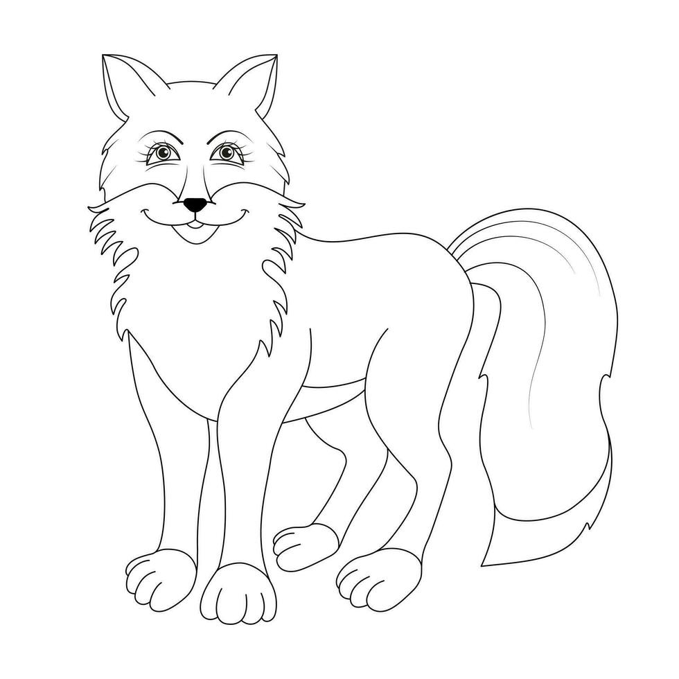 Cute fox cartoon coloring page illustration vector. For kids coloring book. vector