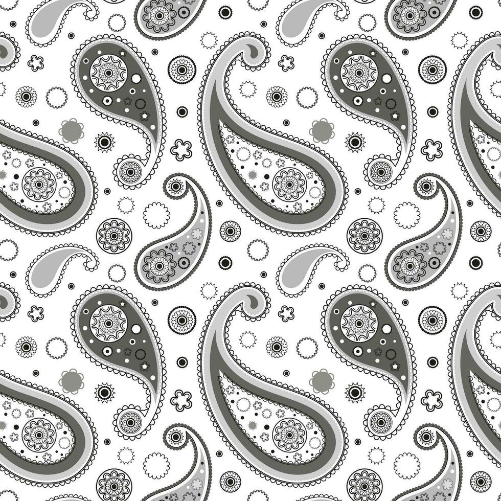 Paisley elegance seamless pattern of beautiful cucumbers Turkish, Indian, Persian. Seamless pattern with ornaments for bandana. vector