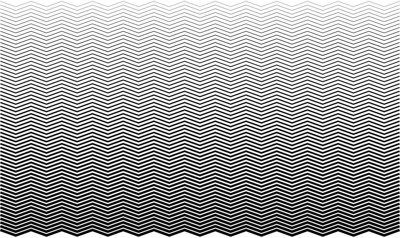 Halftone zigzag gradient background. Monochrome effect wavy striped. Black horizontal overlay in retro pop style vector