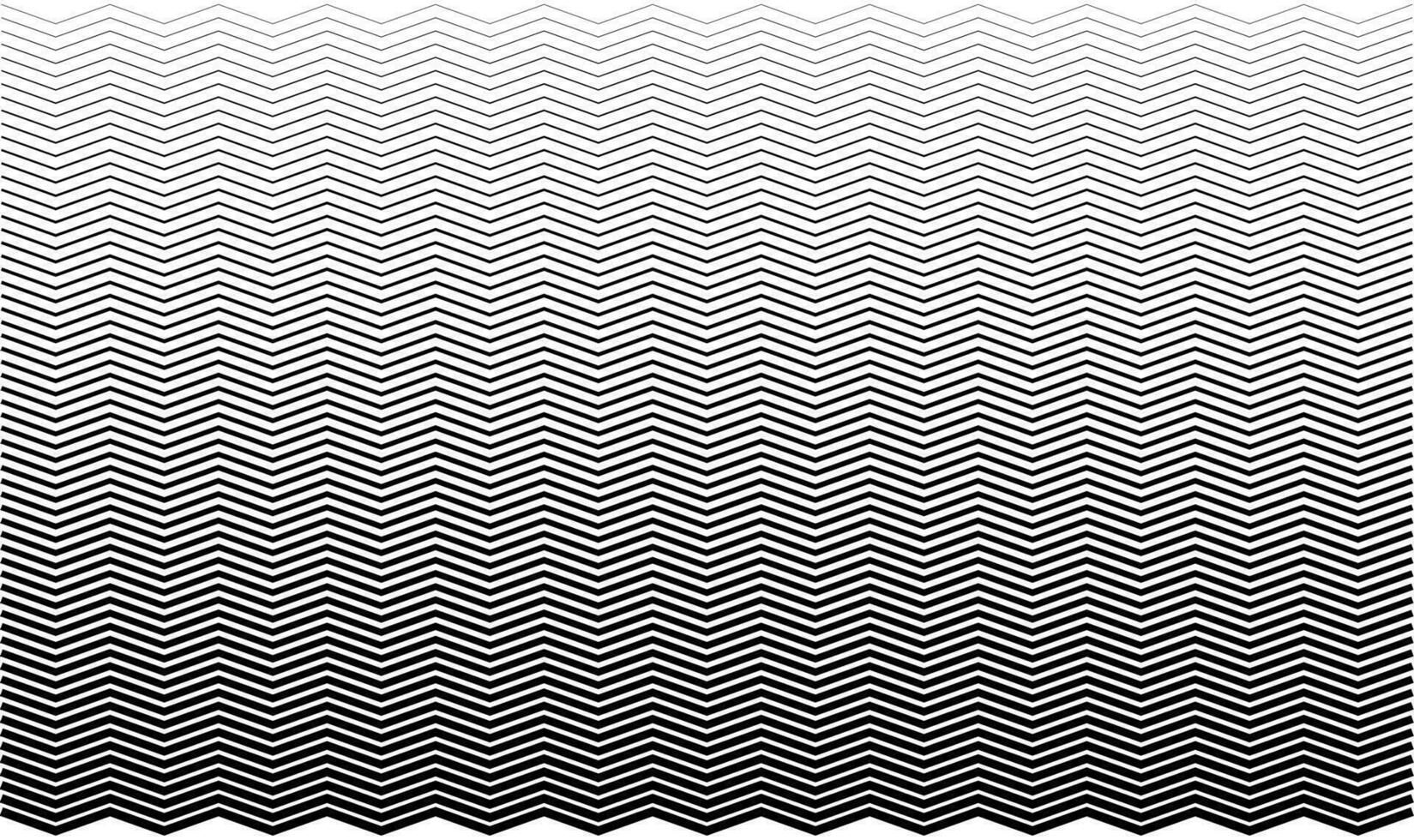 trama de semitonos zigzag degradado antecedentes. monocromo efecto ondulado a rayas. negro horizontal cubrir en retro popular estilo vector