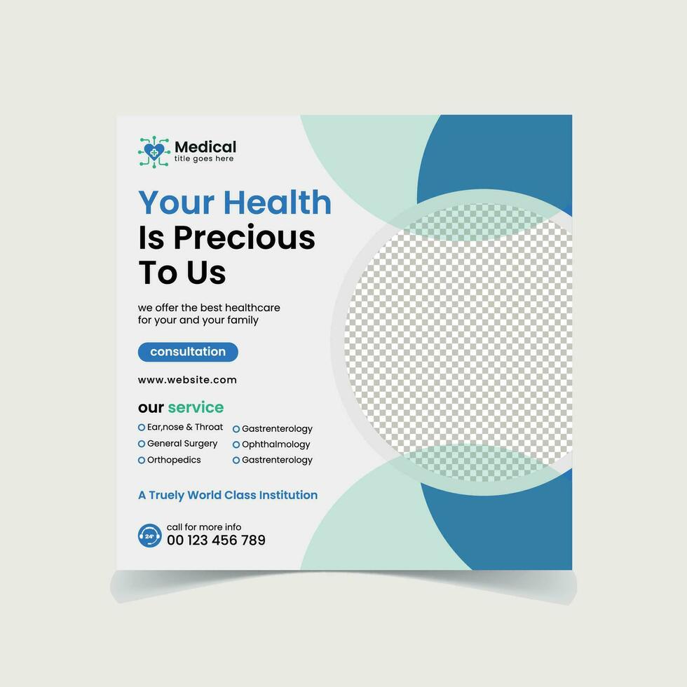 Medical health social media banner design template vector
