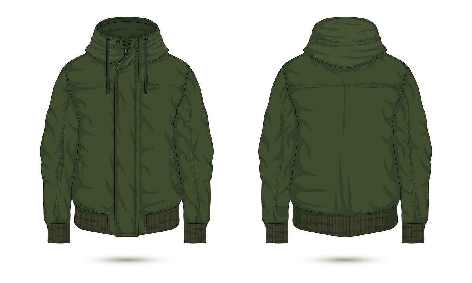 Hooded zipper outdoor jacket mockup front and back view 36241449 Vector