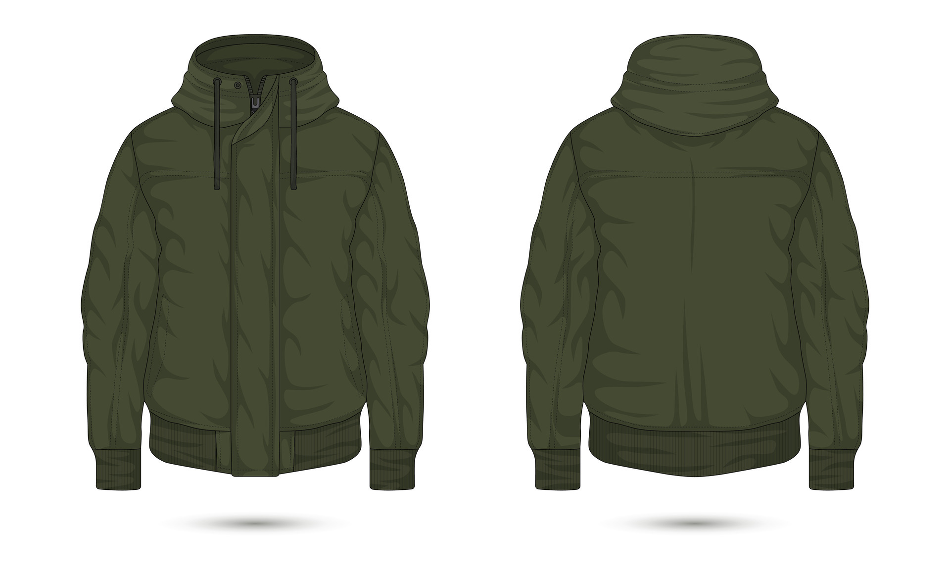 Hooded zipper outdoor jacket mockup front and back view 36241449 Vector ...