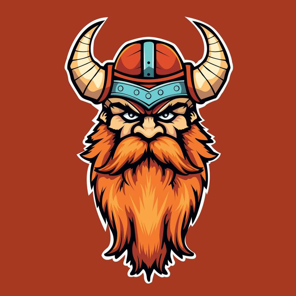 warrior face with beard mascot illustration vector