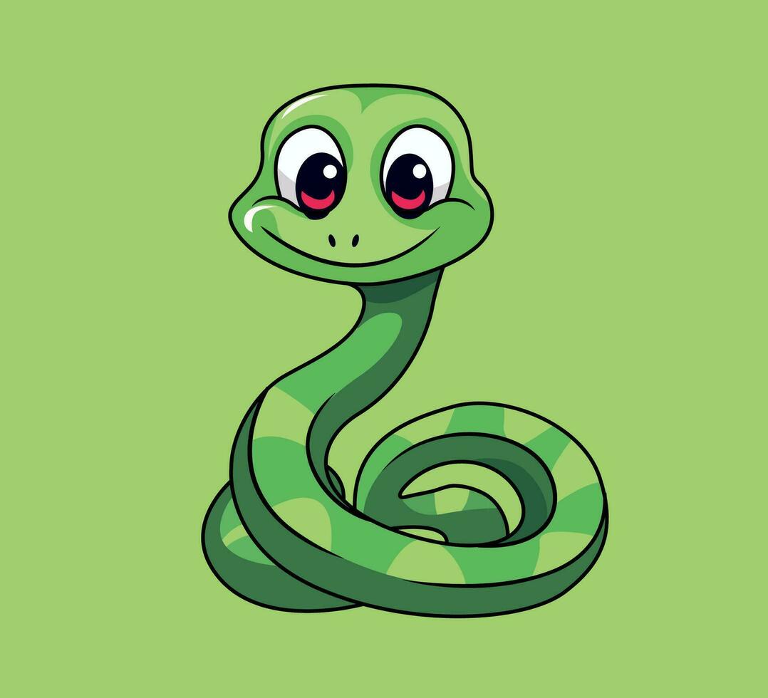 green snake cartoon illustration vector