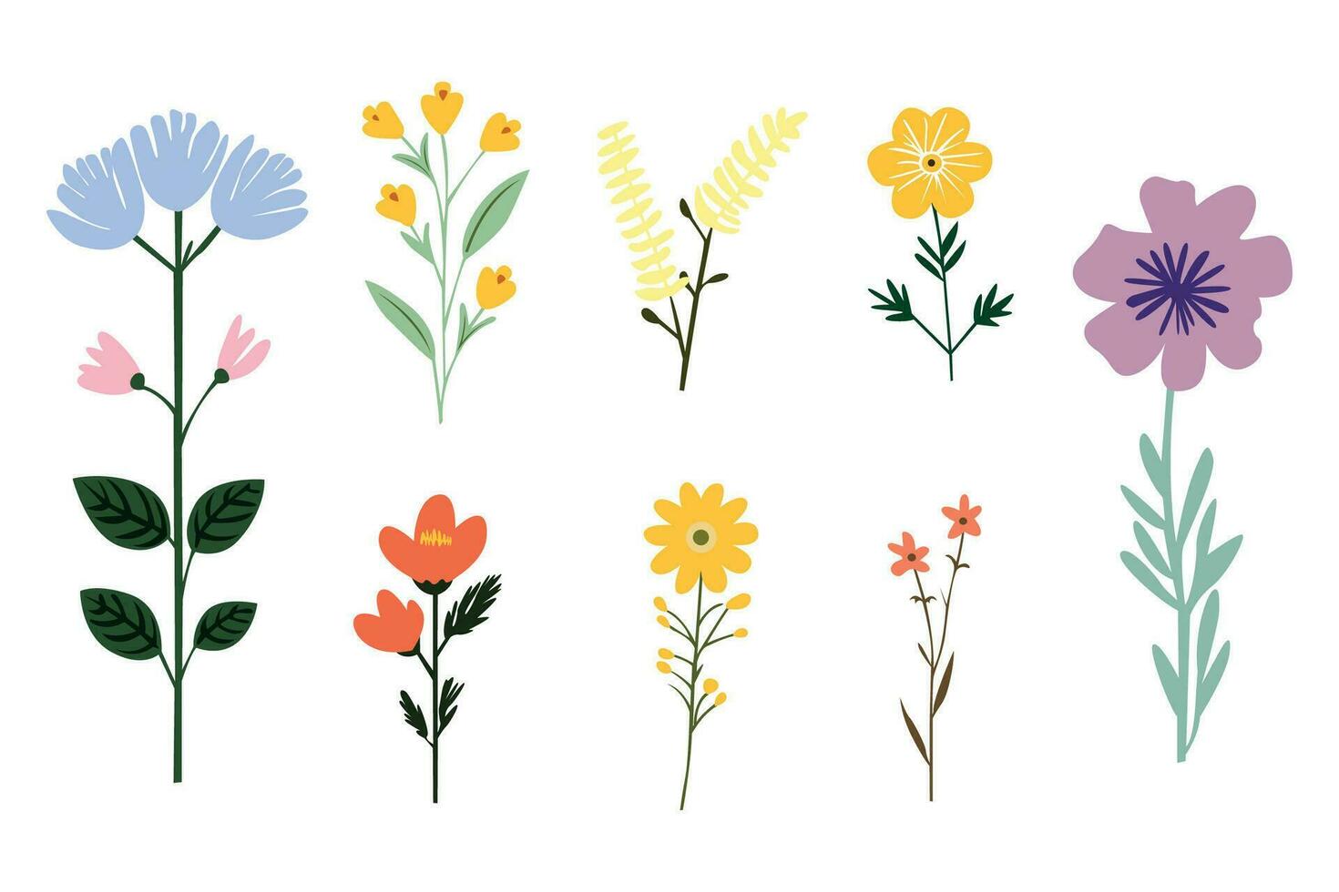 Flat Flower icon set vector illustration