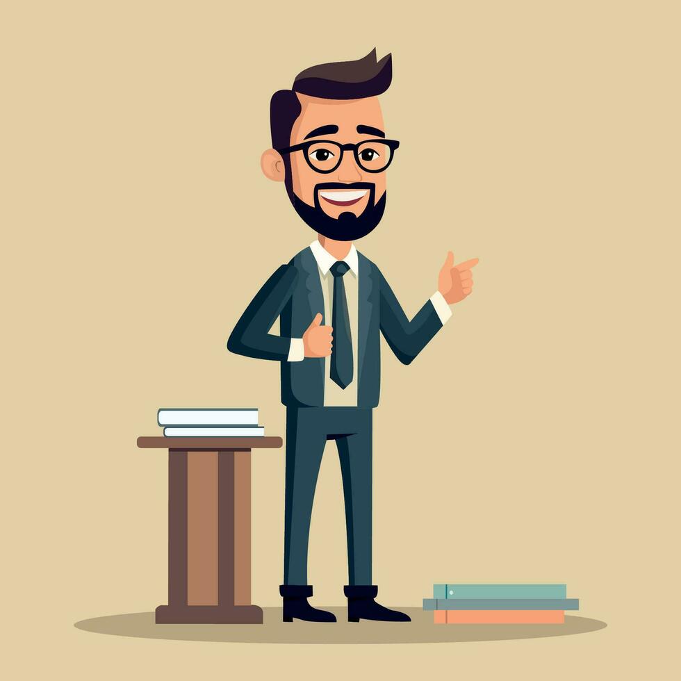 Flat Teacher vector character Design illustration