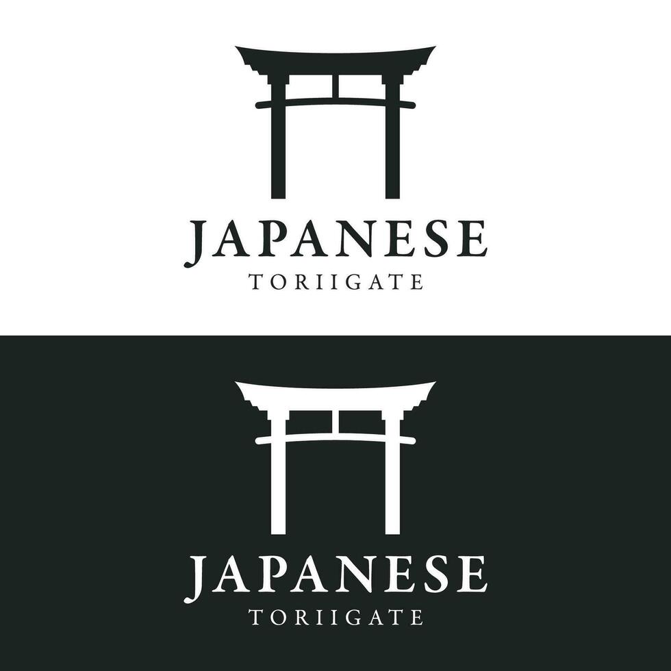 japonés antiguo torii portón logo modelo diseño. tori portón japonés herencia, cultura y historia. vector