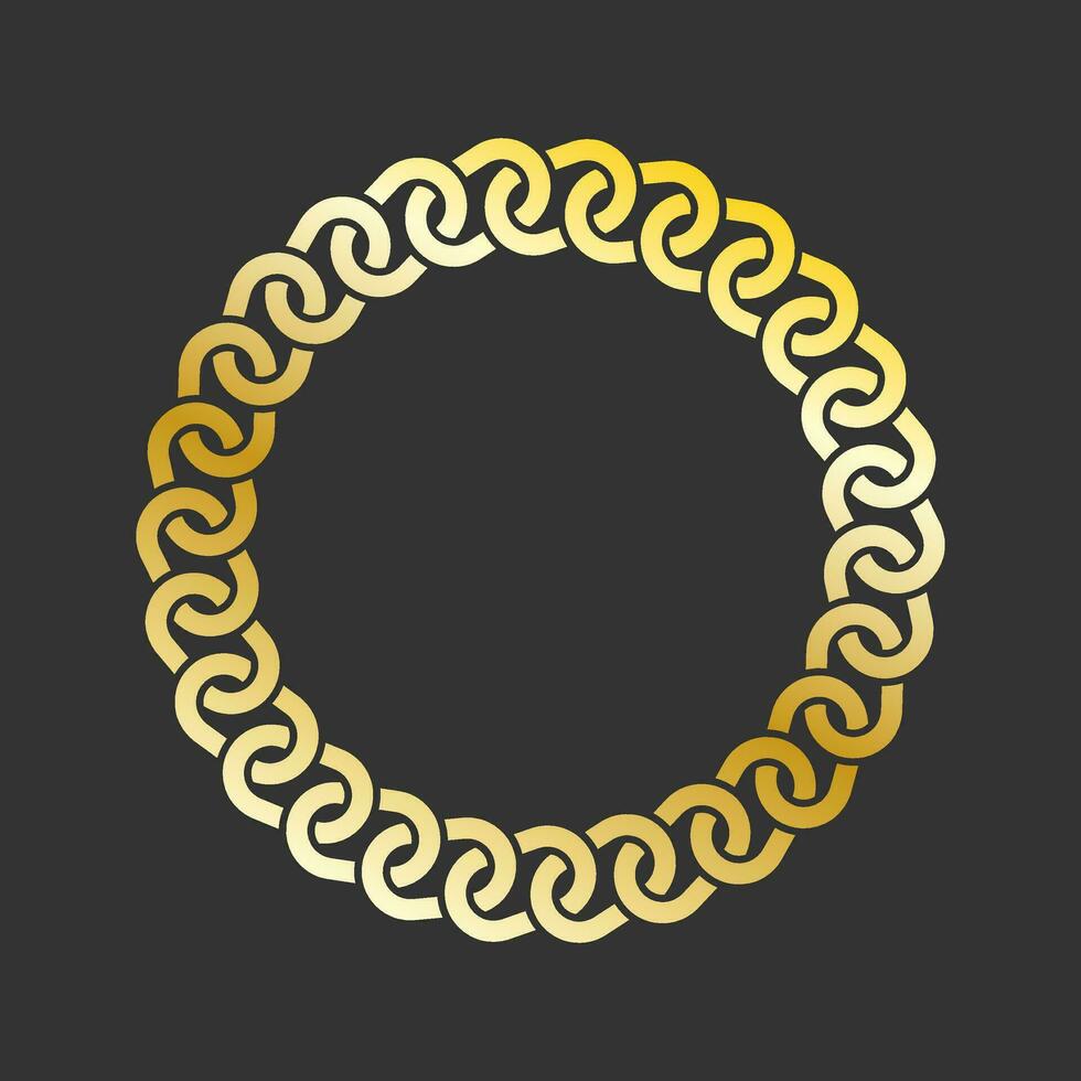 Golden chain. Vintage frame, ornamentdecorative shape. Jewelry border. Vector on black background