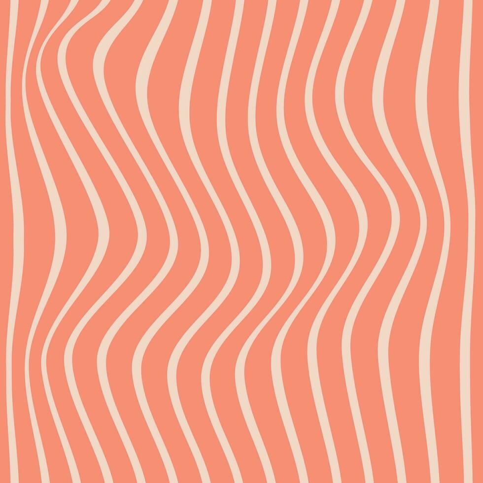 abstract dark peach color vertical line wavy distort pattern on lite cream color background vector