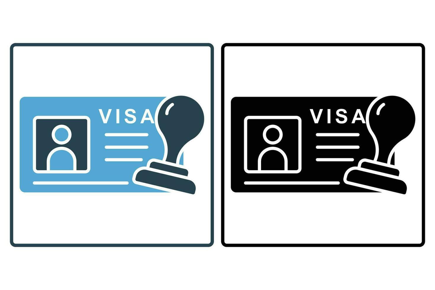 travel visa stamp icon. icon related to travel, permission to enter a foreign country. solid icon style. element illustration vector