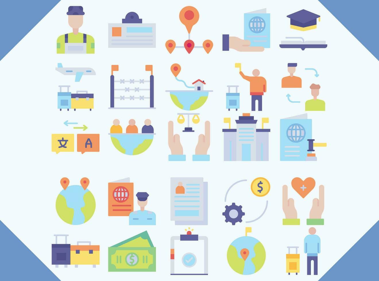 immigration vector design icons flat