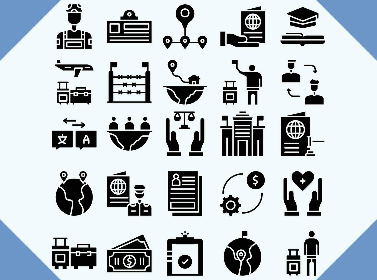 immigration vector design icons filled