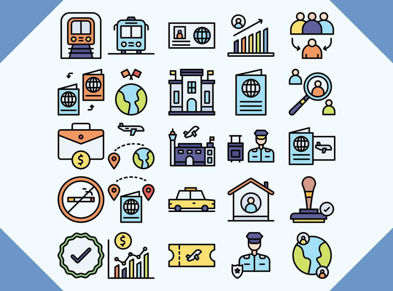 immigration vector design icons line filled