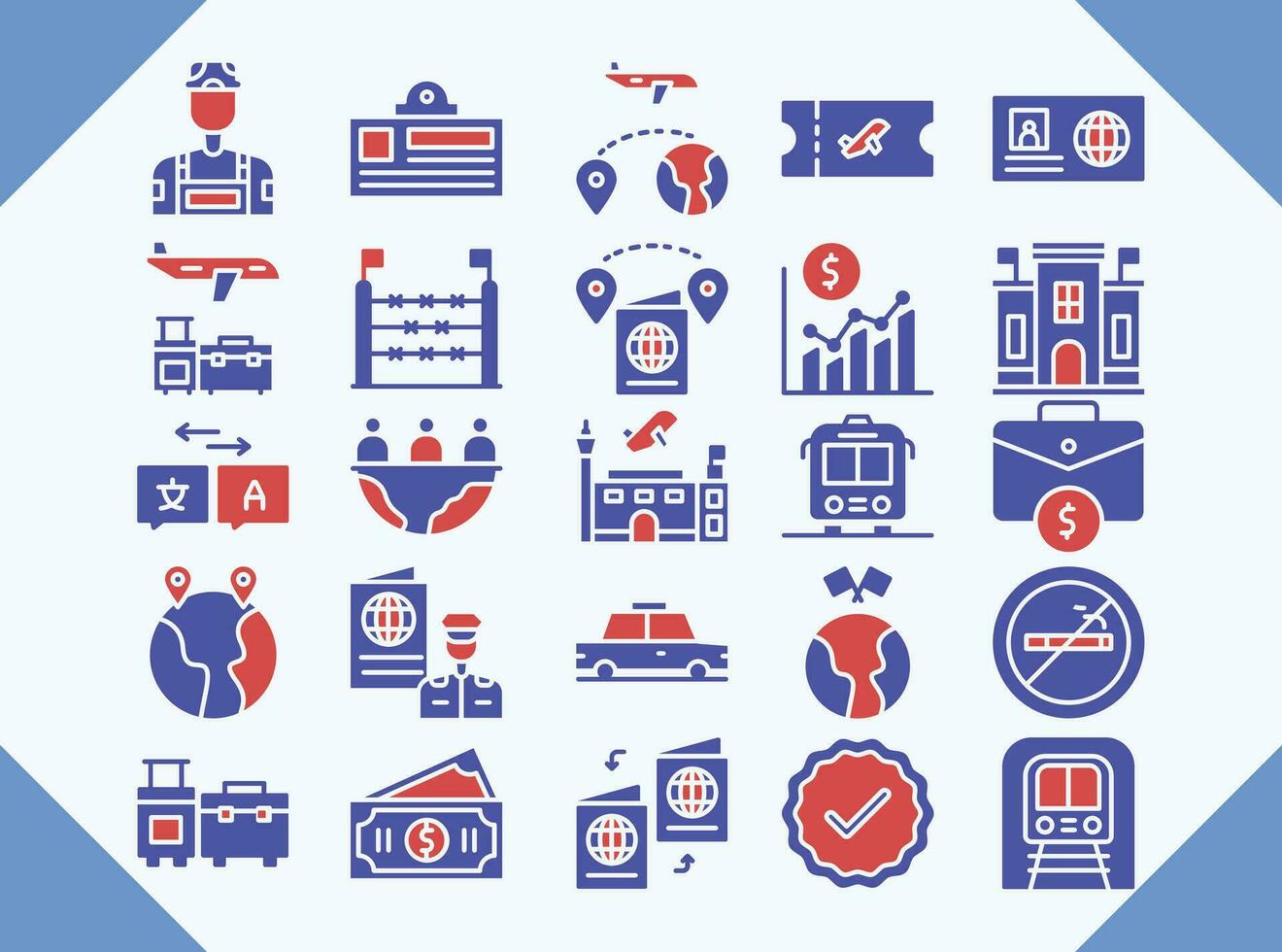 immigration vector design icons red filled