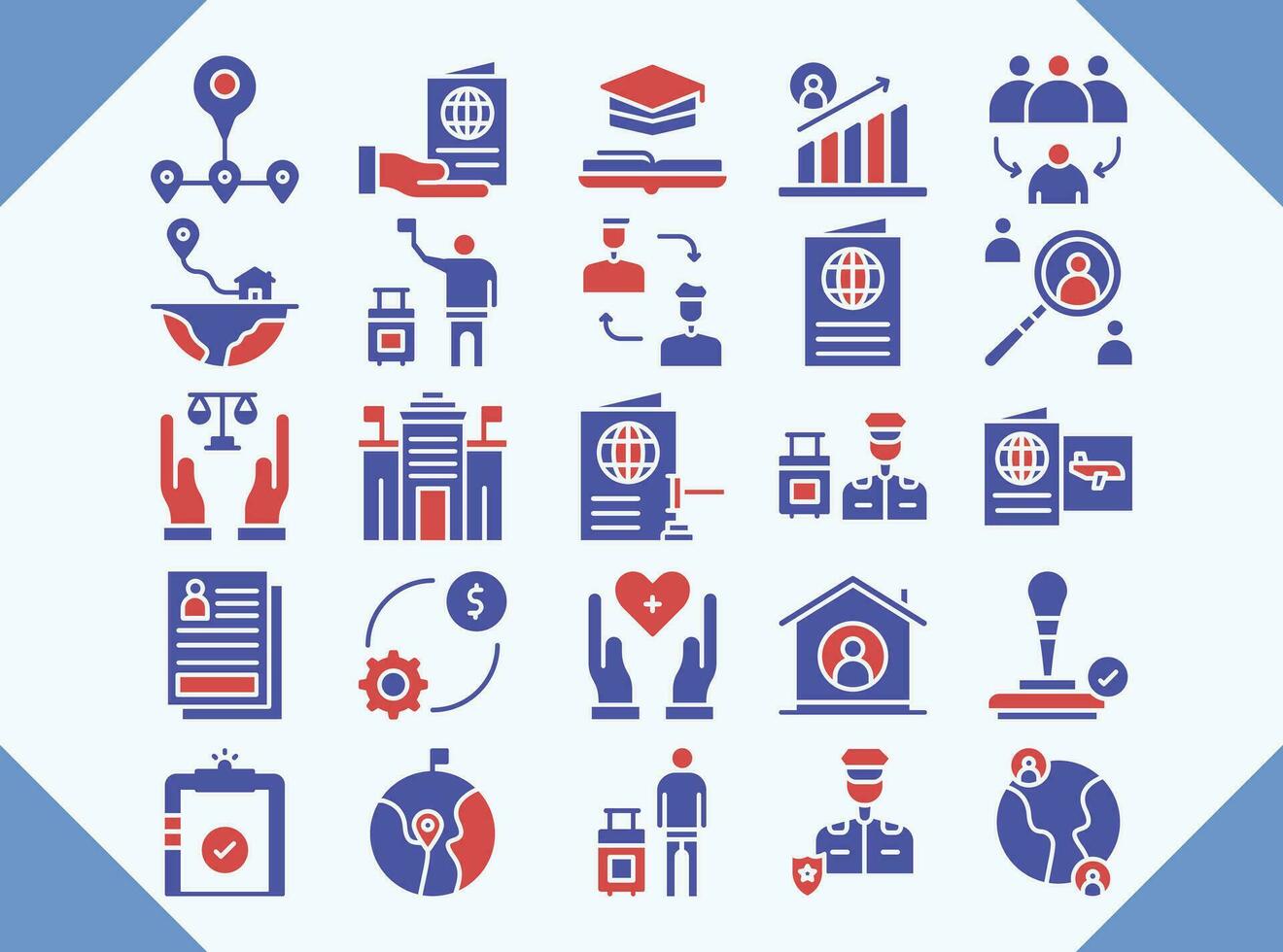 immigration vector design icons red filled