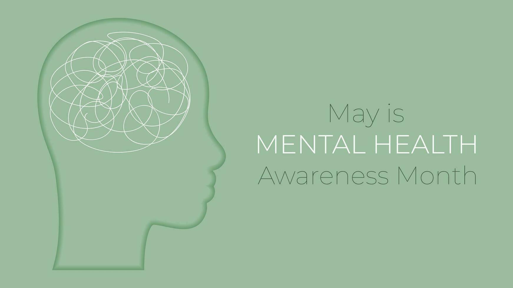 May is Mental Health Awareness Month banner. Minimalistic vector illustration of people silhouette in flat style. Design of Healthy lifestyle concept.