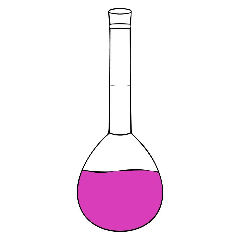 Volumetric flask fill with chemical vector illustration.  The vector is suitable to use laboratory poster and sign.