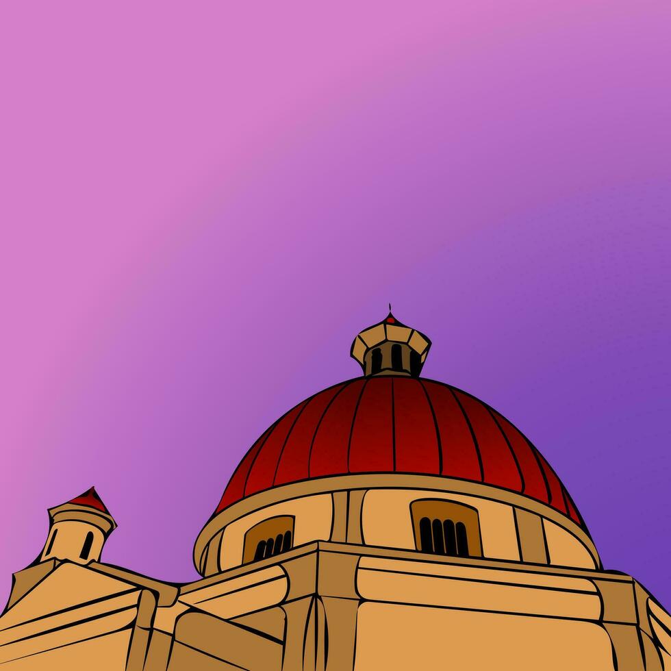 Dome of cathedral on old town Semarang vector illustration.  The vector is suitable to use nature background and pattern wallpaper.