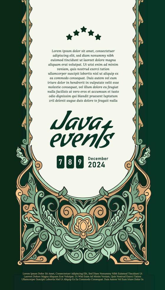 javanese event poster idea with vintage border design idea vector