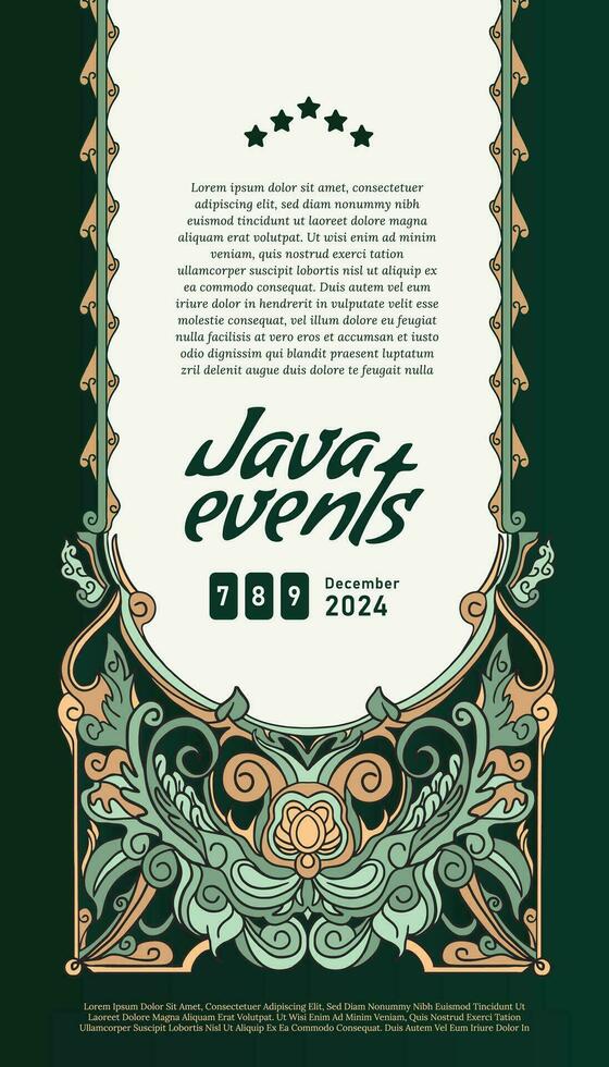 javanés evento póster idea con Clásico frontera diseño idea vector