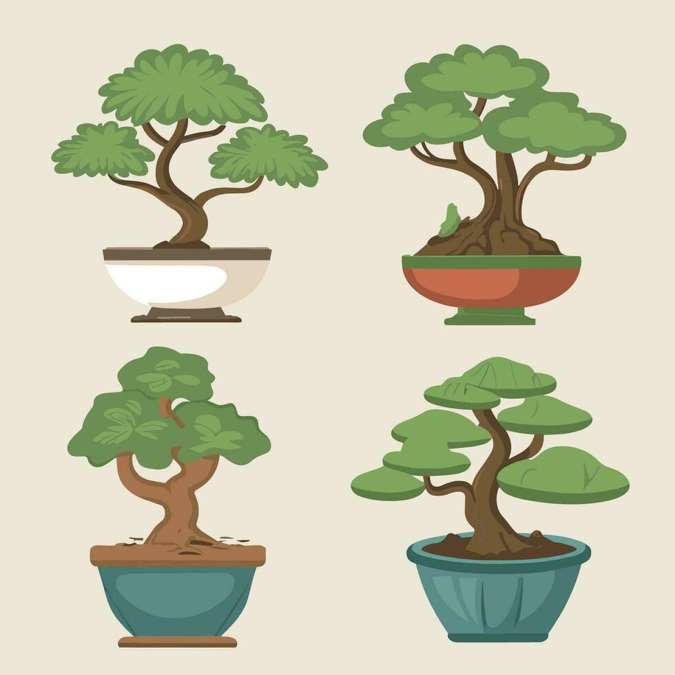 set of bonsai vector